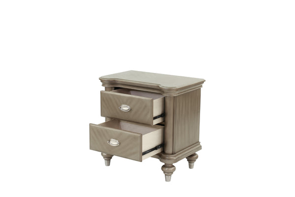 English Elm NIGHTSTAND Elegant Champagne Wood Nightstand 28"x18"x28"H — Compact Storage, Sleek Classic Finish B089112932