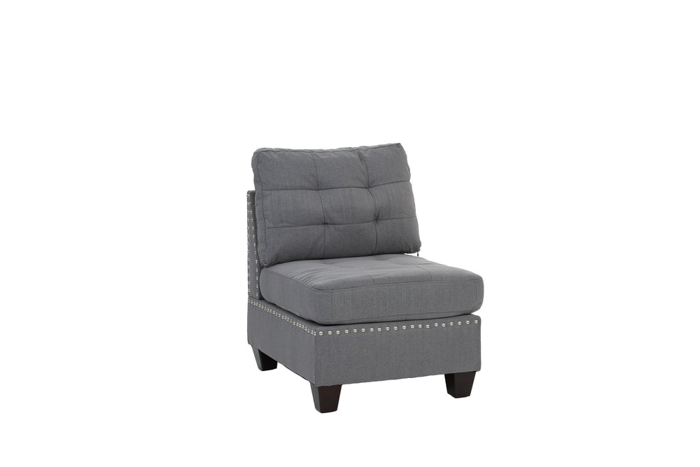 English Elm MODULA 5PC Gray Modular Sectional Set with Linen-Like Fabric, Wood Frame, Corner Chair & Ottoman - Modern Comfort B089S00092