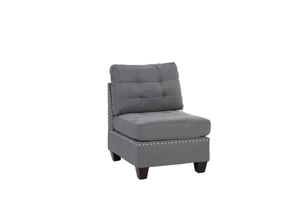 English Elm MODULA 5PC Gray Modular Sectional Set with Linen-Like Fabric, Wood Frame, Corner Chair & Ottoman - Modern Comfort B089S00092