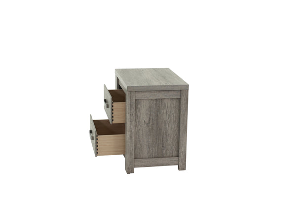 English Elm NIGHTSTAND Light Gray Oak Wood 24"x17"x25"H | Compact Modern Bedroom Storage Table with Durable Finish B089112927