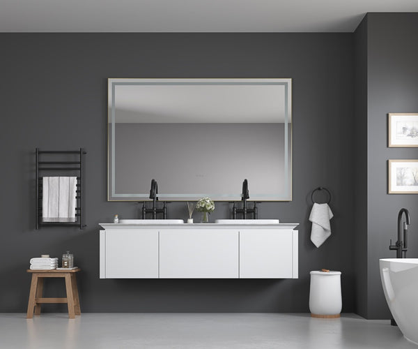 English Elm 84in. Matte Black Framed Led Vanity Mirror Dimmable Anti-fog Full Length Wall Mount W127294620