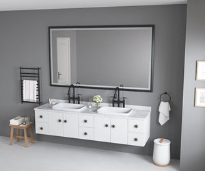 English Elm 84in. Aluminum Alloy Framed Rectangle Wall Mirror Farmhouse Vanity Hd Float Glass Matte Black W1272112588