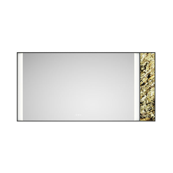English Elm 72x 36 Inch Led Backlit Bathroom Mirror Anti-fog Touch Dimming Wall Mount Vanity Matt Black W1272103529