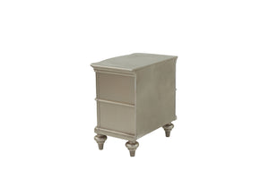 English Elm NIGHTSTAND Champagne Wood Nightstand 28"x17"x28"H – Elegant Vintage Finish, Compact Storage Drawer B089112924