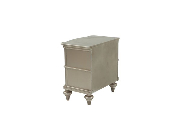 English Elm NIGHTSTAND Champagne Wood Nightstand 28"x17"x28"H – Elegant Vintage Finish, Compact Storage Drawer B089112924