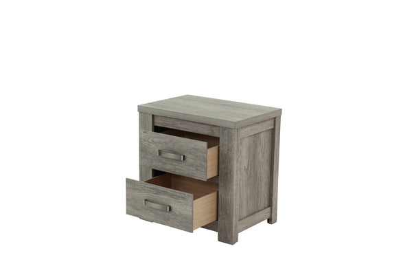 English Elm NIGHTSTAND Light Gray Oak Wood 24"x17"x25"H | Compact Modern Bedroom Storage Table with Durable Finish B089112927