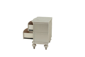 English Elm NIGHTSTAND Champagne Wood Nightstand 28"x17"x28"H – Elegant Vintage Finish, Compact Storage Drawer B089112924