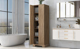 English Elm Storage Cabinet With Two Doors For Bathroom, Office, Adjustable Shelf, Mdf Board, Brown