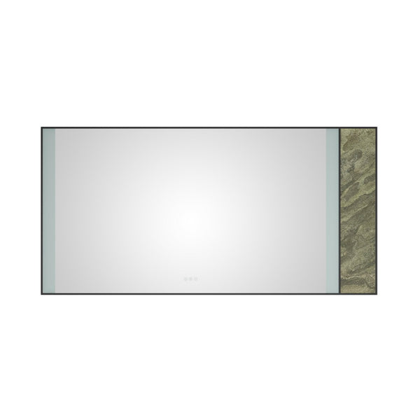 English Elm 72x 36 Inch Led Backlit Bathroom Mirror Anti-fog Touch Dimming Wall Mount Vanity Matt Black W1272103529