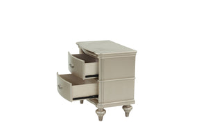 English Elm NIGHTSTAND Champagne Wood Nightstand 28"x17"x28"H – Elegant Vintage Finish, Compact Storage Drawer B089112924