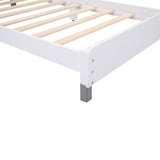 English Elm Twin Size Wood Platform Bed With House-Shaped Headboard and Motion Activated Night Lights (White+Gray)