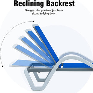 English Elm Patio Chaise Lounge Chair Set - Adjustable Aluminum Poolside Lounger With Table For Ultimate Comfort W1859109677-GIGA