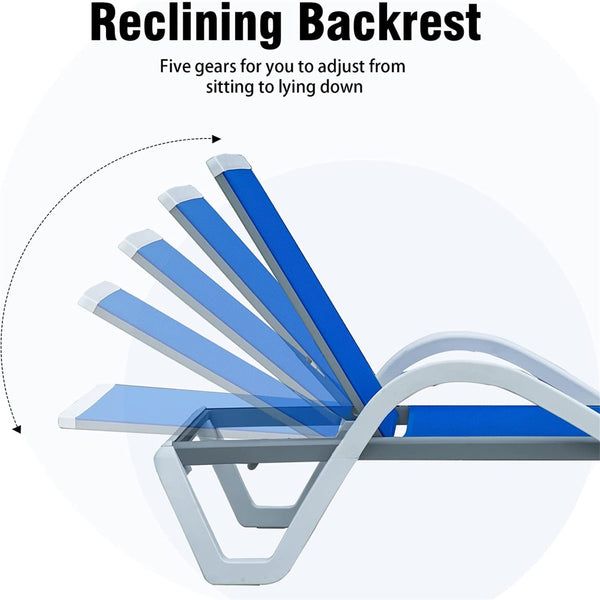 English Elm Patio Chaise Lounge Chair Set - Adjustable Aluminum Poolside Lounger With Table For Ultimate Comfort W1859109677-GIGA
