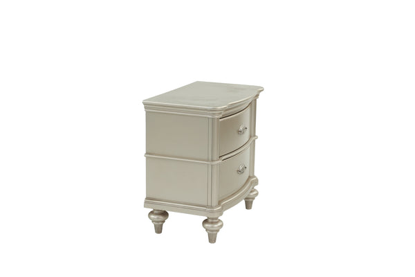 English Elm NIGHTSTAND Champagne Wood Nightstand 28"x17"x28"H – Elegant Vintage Finish, Compact Storage Drawer B089112924