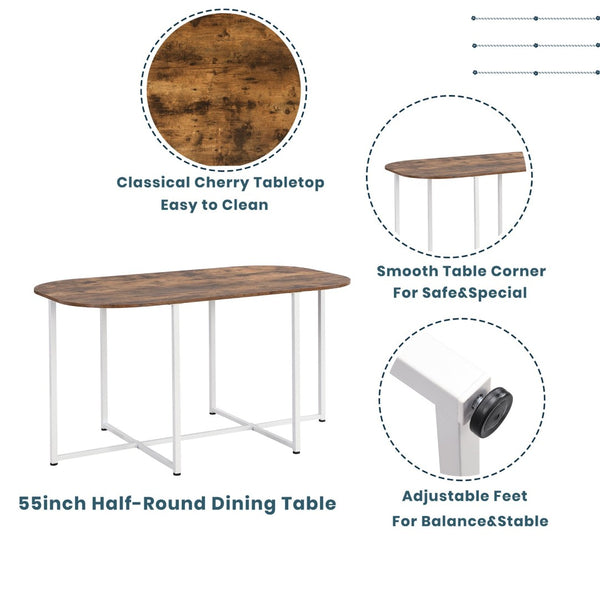 English Elm Topmax Faux Marble 7 Piece Dining Set Seats Six with Iron Frame Modern Glam Appeal White N717S000017K