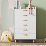 Hearth and Haven Modern Simple Style White Modern Six-Drawer Chest For Bedroom, Kid'S Room, Living Room, Nursery Room WF305226AAK