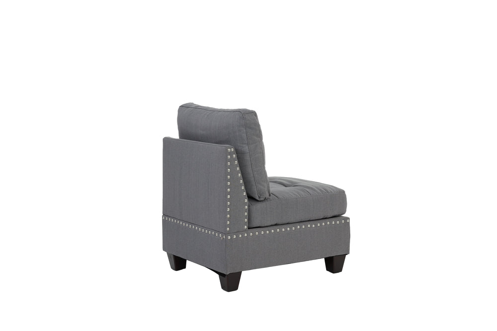 English Elm MODULA 5PC Gray Modular Linen-Like Fabric Sectional Set with Wood Frame, Corner Chair, Ottoman Included B089S00093