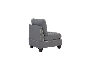English Elm MODULA 5PC Gray Modular Linen-Like Fabric Sectional Set with Wood Frame, Corner Chair, Ottoman Included B089S00093