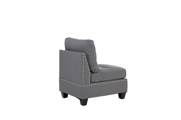 English Elm MODULA 5PC Gray Modular Linen-Like Fabric Sectional Set with Wood Frame, Corner Chair, Ottoman Included B089S00093