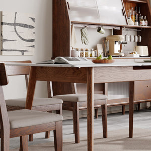 English Elm Walnut Solid Oak Extendable Dining Table Seats 8 with Diagonal Legs for Modern Rooms W1283103951