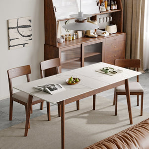 English Elm Walnut Solid Oak Extendable Dining Table Seats 8 with Diagonal Legs for Modern Rooms W1283103951