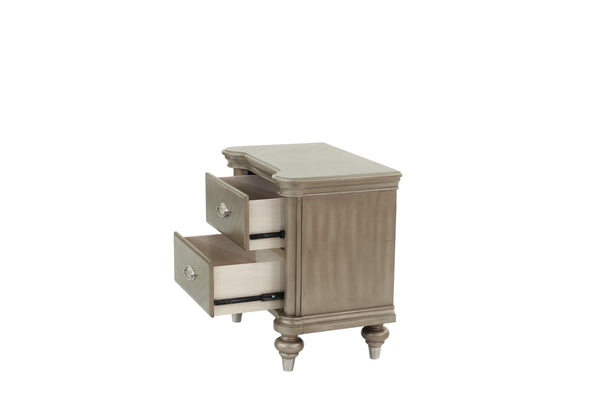 English Elm NIGHTSTAND Elegant Champagne Wood Nightstand 28"x18"x28"H — Compact Storage, Sleek Classic Finish B089112932
