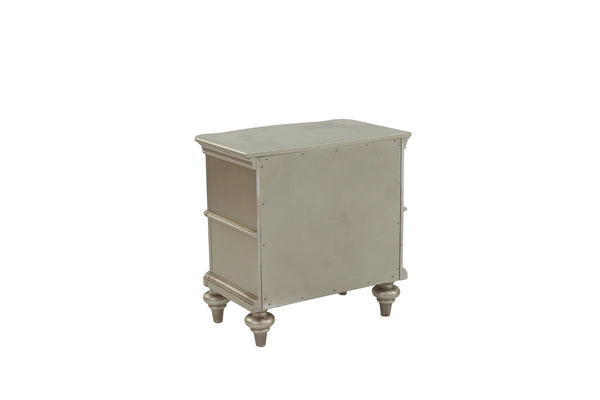English Elm NIGHTSTAND Champagne Wood Nightstand 28"x17"x28"H – Elegant Vintage Finish, Compact Storage Drawer B089112924