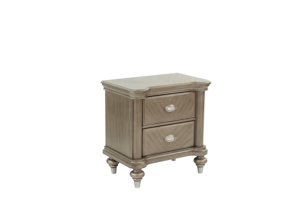 English Elm NIGHTSTAND Elegant Champagne Wood Nightstand 28"x18"x28"H — Compact Storage, Sleek Classic Finish B089112932