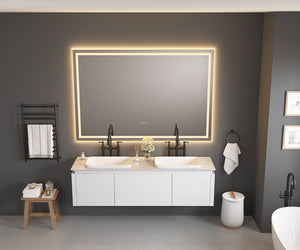 English Elm 84in. Matte Black Framed Led Vanity Mirror Dimmable Anti-fog Full Length Wall Mount W127294620