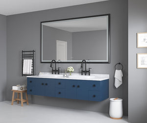 English Elm 84in. Aluminum Alloy Framed Rectangle Wall Mirror Farmhouse Vanity Hd Float Glass Matte Black W1272112588