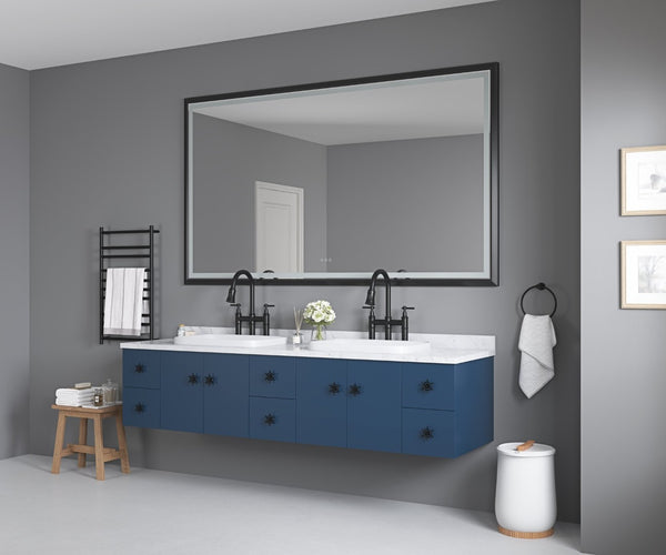English Elm 84in. Aluminum Alloy Framed Rectangle Wall Mirror Farmhouse Vanity Hd Float Glass Matte Black W1272112588