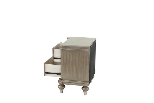 English Elm NIGHTSTAND Elegant Champagne Wood Nightstand 28"x18"x28"H — Compact Storage, Sleek Classic Finish B089112932