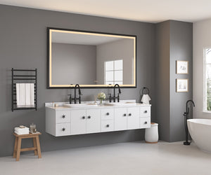English Elm 84in. Aluminum Alloy Framed Rectangle Wall Mirror Farmhouse Vanity Hd Float Glass Matte Black W1272112588
