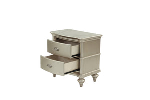 English Elm NIGHTSTAND Champagne Wood Nightstand 28"x17"x28"H – Elegant Vintage Finish, Compact Storage Drawer B089112924