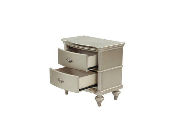 English Elm NIGHTSTAND Champagne Wood Nightstand 28"x17"x28"H – Elegant Vintage Finish, Compact Storage Drawer B089112924