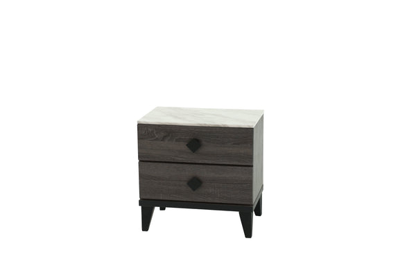 English Elm NIGHTSTAND Rustic Oak Finish with Faux Marble Top and Drawer Storage – Compact 23"x15"x23"H Bedroom Piece Dark Gray 26 L x 19 W x 21 H B089112928