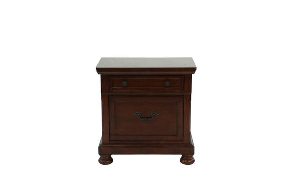 English Elm NIGHTSTAND Antique Cherry Wood Nightstand 29"x18"x30" Dark Brown Finish Classic Storage Drawer Appeal B089112921