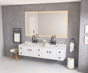 English Elm 84*48 Led Lighted Wall Mirror with Anti-fog Dimming and Three Color Temperatures W1272115395