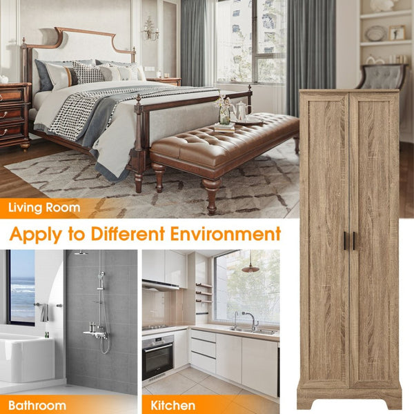 English Elm Storage Cabinet Freestanding Mdf Two Door Adjustable Shelving for Home Office Bath N725P331419D