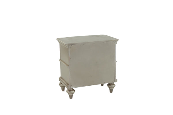English Elm NIGHTSTAND Champagne Wood Nightstand 28"x17"x28"H – Elegant Vintage Finish, Compact Storage Drawer B089112924