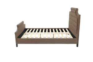 English Elm FULL Bed Brown Fabric Platform with Solid Wood Frame, 50" Headboard, 28" Footboard — Modern Durable Design B089S00136