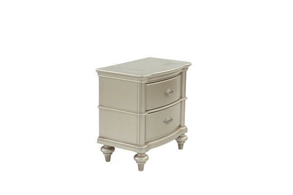 English Elm NIGHTSTAND Champagne Wood Nightstand 28"x17"x28"H – Elegant Vintage Finish, Compact Storage Drawer B089112924