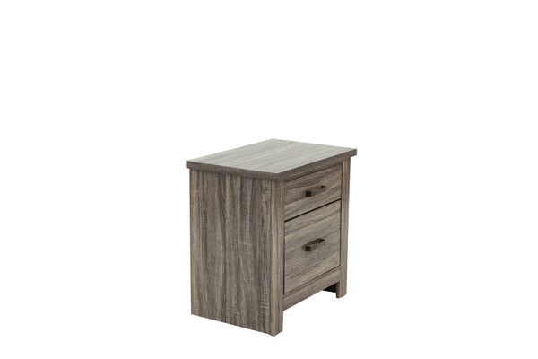 English Elm NIGHTSTAND Gray Oak Wood Nightstand 24"x16"x24"H Rustic Brown-Gray Finish Compact Storage Charm B089112930