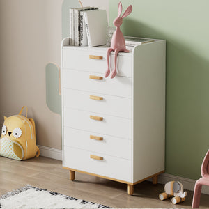 Hearth and Haven Modern Simple Style White Modern Six-Drawer Chest For Bedroom, Kid'S Room, Living Room, Nursery Room WF305226AAK