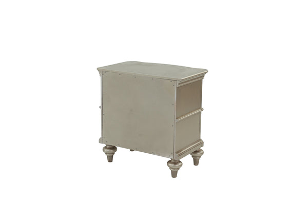 English Elm NIGHTSTAND Champagne Wood Nightstand 28"x17"x28"H – Elegant Vintage Finish, Compact Storage Drawer B089112924