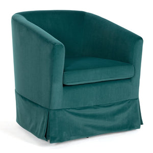 English Elm 27.36" Velvet Swivel Accent Chair with 360 Degree Base for Living Room or Bedroom Green W680105118