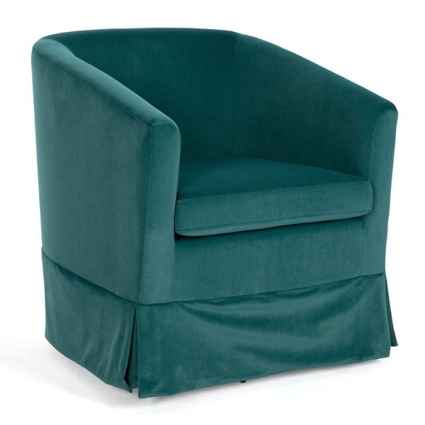 English Elm 27.36" Velvet Swivel Accent Chair with 360 Degree Base for Living Room or Bedroom Green W680105118