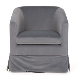 English Elm 27.36" Velvet Swivel Accent Chair with 360 Degree Base for Living Room or Bedroom Gray W680105116