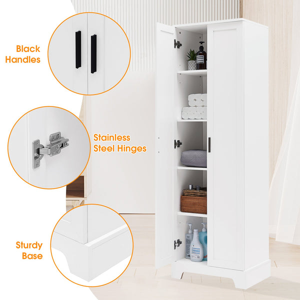 English Elm Storage Cabinet Modern Two-Door MDF Organizer with Adjustable Shelf, Anti-Tip Hardware, Durable Design White N725P331419K