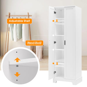 English Elm Storage Cabinet Modern Two-Door MDF Organizer with Adjustable Shelf, Anti-Tip Hardware, Durable Design White N725P331419K